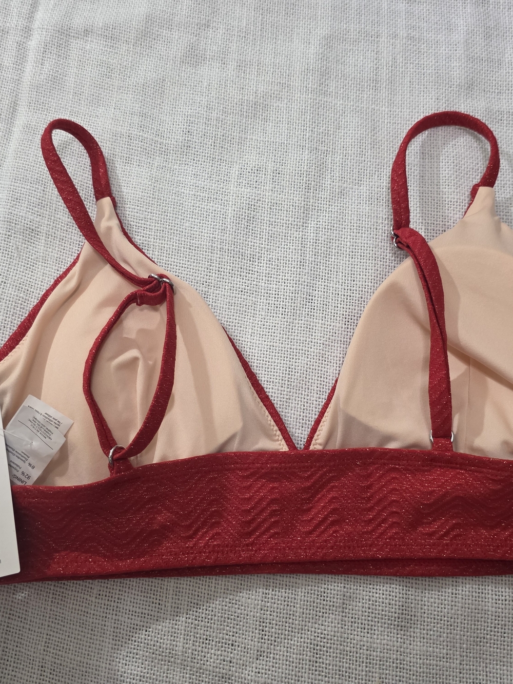 Cupshe Red Textured Triangle Bikini Top with High-Waist Bottoms - Picture 7 of 8